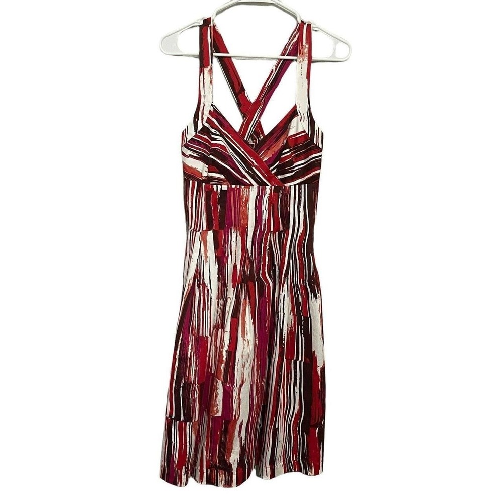 Calvin Klein Fitted and Flared Pleated Halter Sundress Red Sz 6